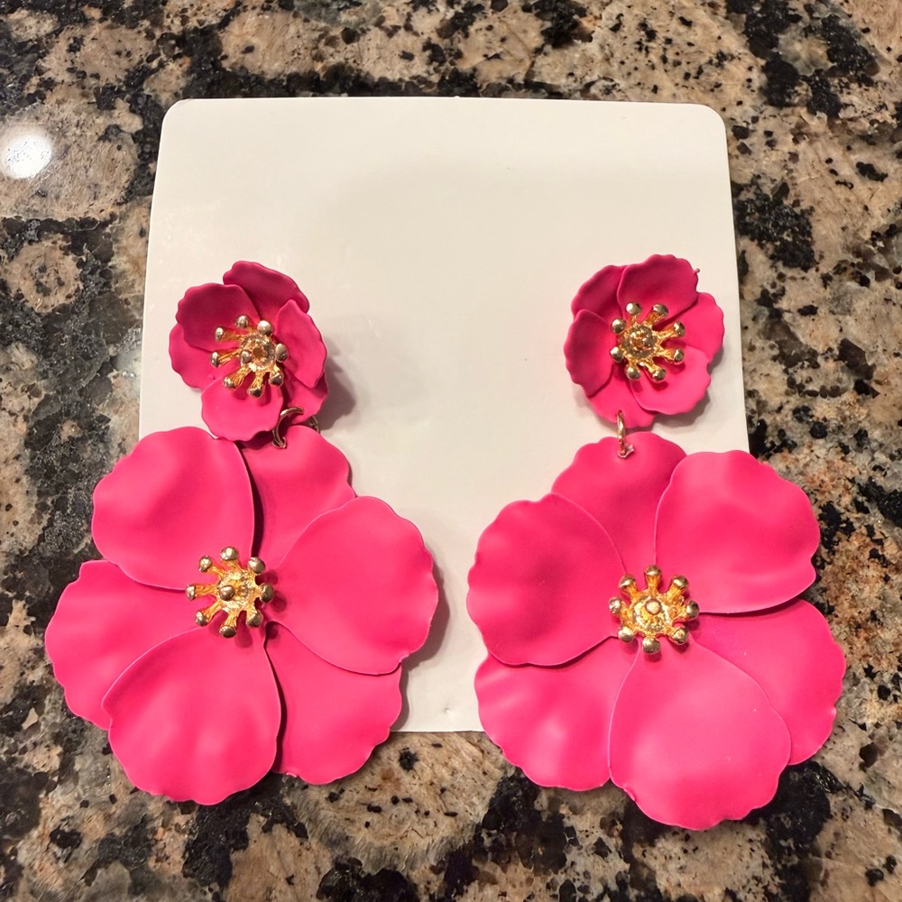Hot Pink Floral Earring Givvy